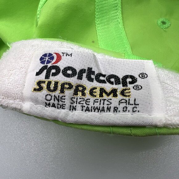 Bass Pro Shops Vintage 80's Trucker Rope Strapback Hat Cap Dad Neon Green Retro - Picture 8 of 10